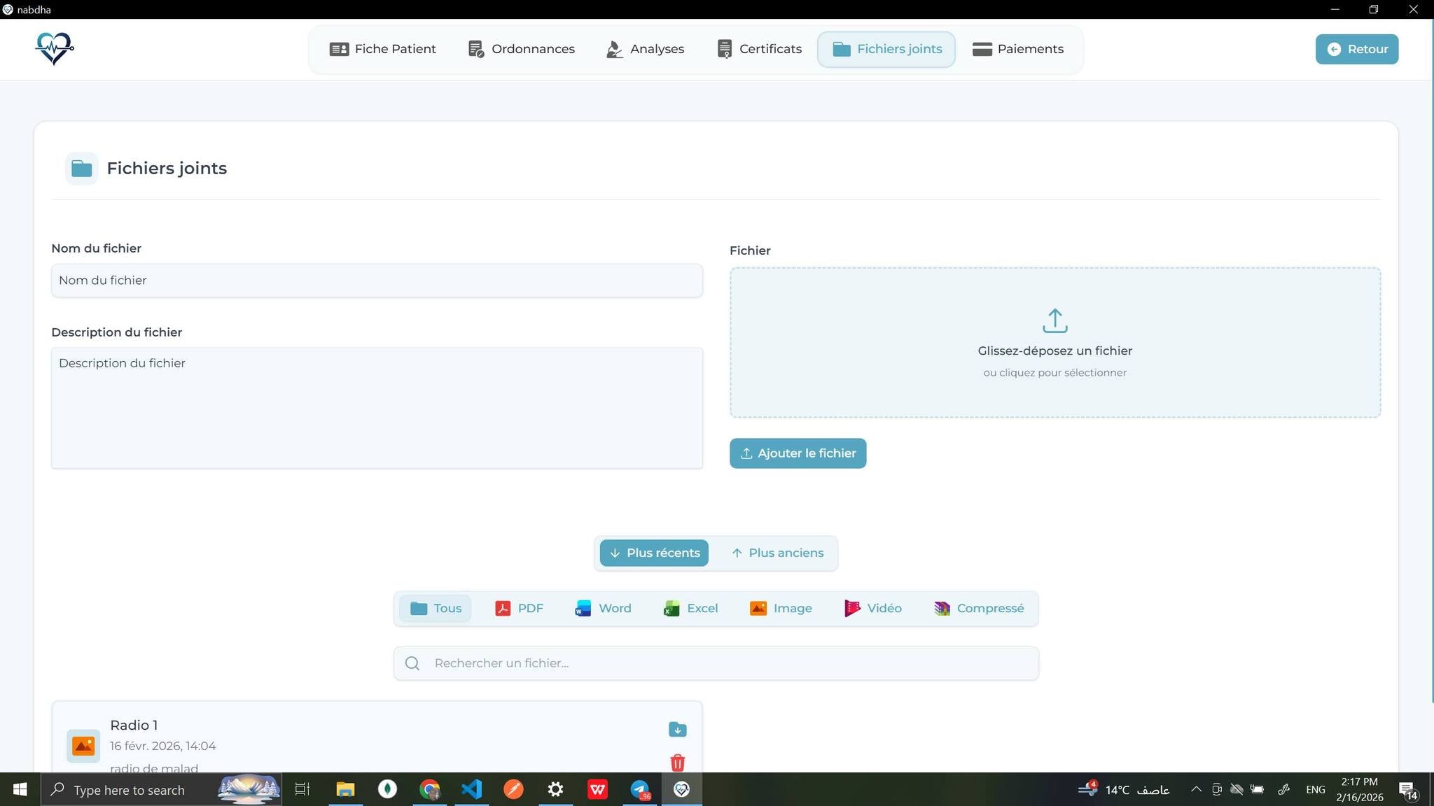 💙 Nabdhah – Logiciel de Gestion de Cabinet Médical